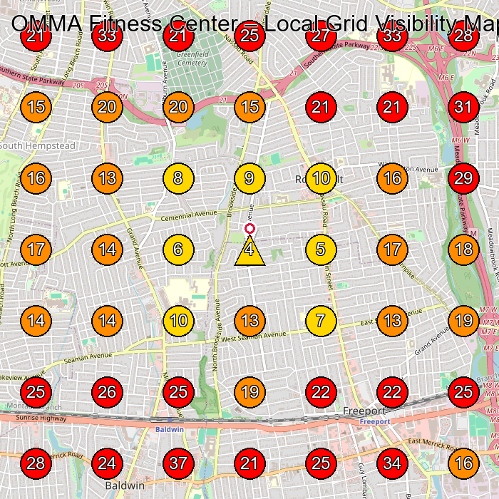 OMMA Fitness Center GeoGrid visibility map for Fitness Center in Baldwin